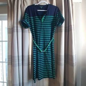 Classic Ralph Lauren Green/ Navy Stripe Dress Sz L